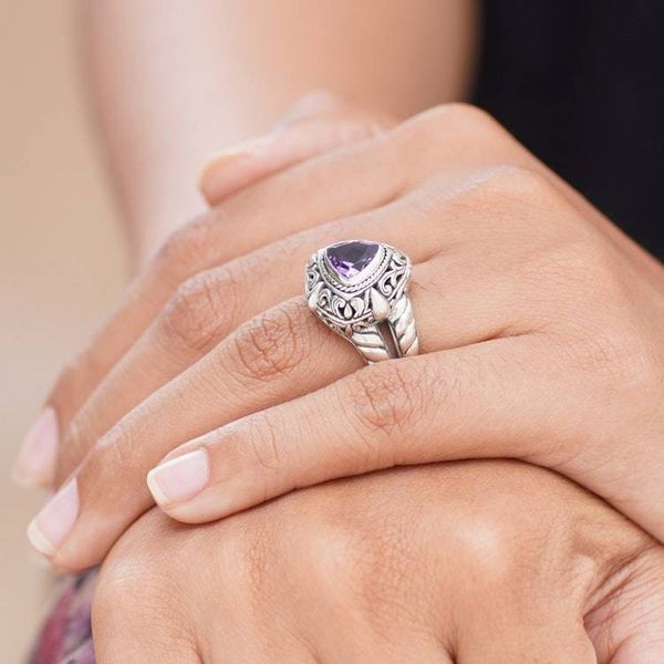 Alternate image for Handmade Sterling Silver and Amethyst Cocktail Ring Sorceress