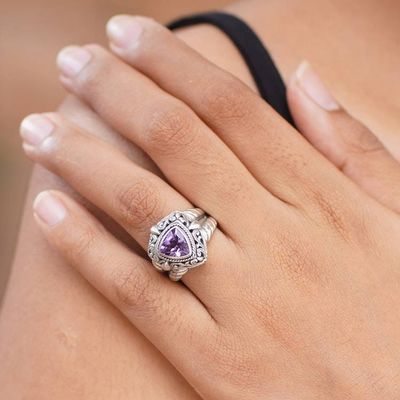 Alternate image for Handmade Sterling Silver and Amethyst Cocktail Ring Sorceress
