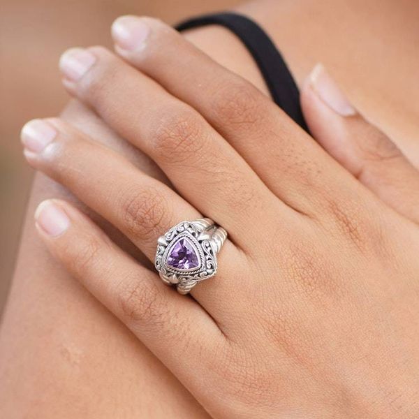 Alternate image for Handmade Sterling Silver and Amethyst Cocktail Ring Sorceress