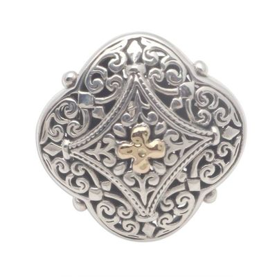 Alternate image for Gold Accented Sterling Silver Cocktail Ring from Bali Queens Pride
