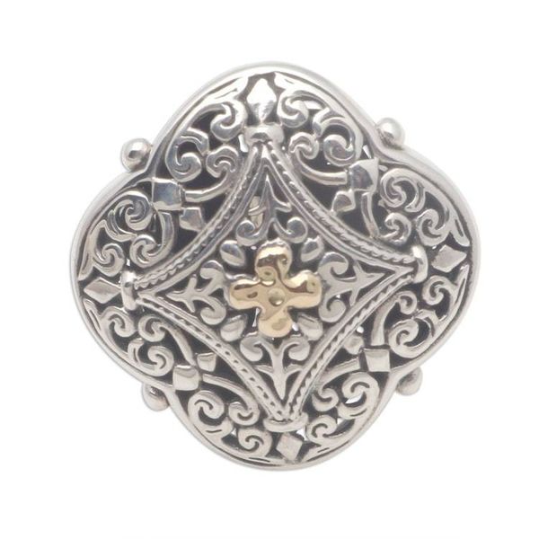 Alternate image for Gold Accented Sterling Silver Cocktail Ring from Bali Queens Pride