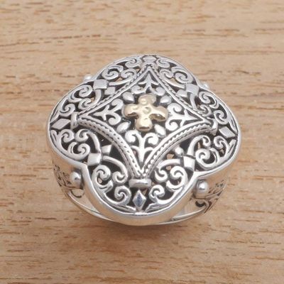 Alternate image for Gold Accented Sterling Silver Cocktail Ring from Bali Queens Pride