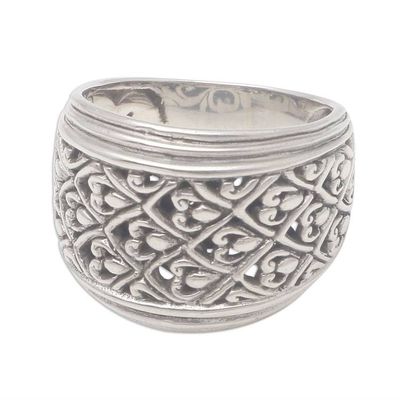 Alternate image for Patterned Sterling Silver Band Ring Crafted in Bali Intricate Pattern