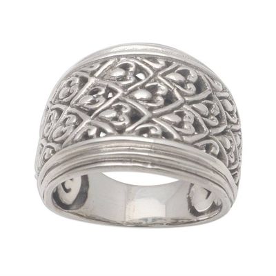 Alternate image for Patterned Sterling Silver Band Ring Crafted in Bali Intricate Pattern