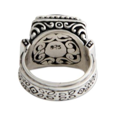 Alternate image for Onyx and Sterling Silver Cocktail Ring Midnight Temple