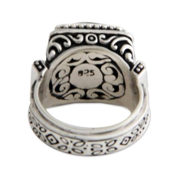 Alternate image for Onyx and Sterling Silver Cocktail Ring Midnight Temple