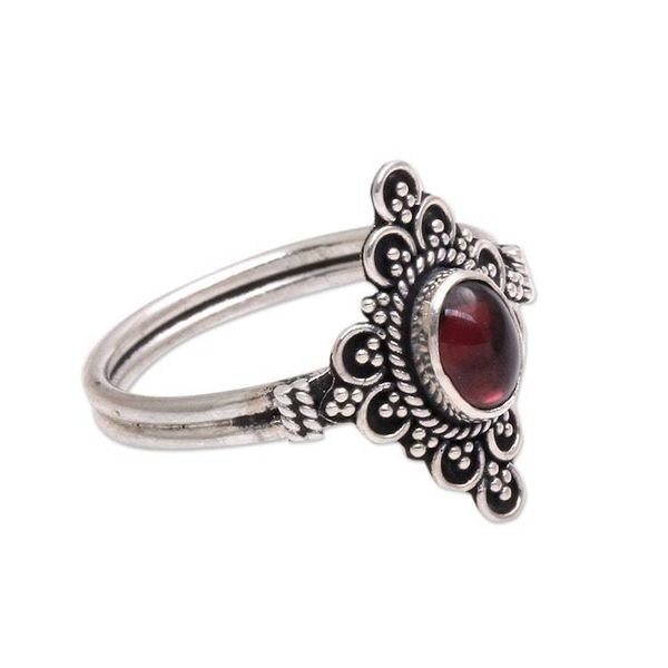 Alternate image for Handcrafted Garnet Cocktail Ring from Bali Daydream Temple