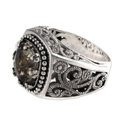 Alternate image for Handcrafted Sterling Silver and Prasiolite Ring Rain Forest Sparkle