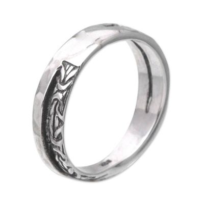 Alternate image for Sterling Silver Unisex Band Ring Handcrafted in Bali Gap of Life