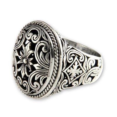 Main image for Floral Sterling Silver Signet Ring Forest Blossom