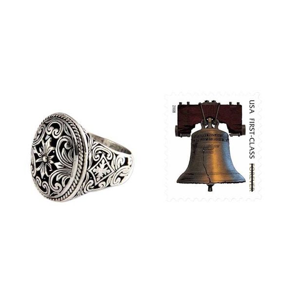 Alternate image for Floral Sterling Silver Signet Ring Forest Blossom