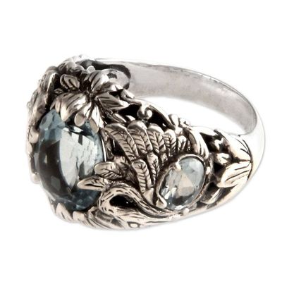 Alternate image for Sterling Silver and Blue Topaz Cocktail Ring Dancing Swan