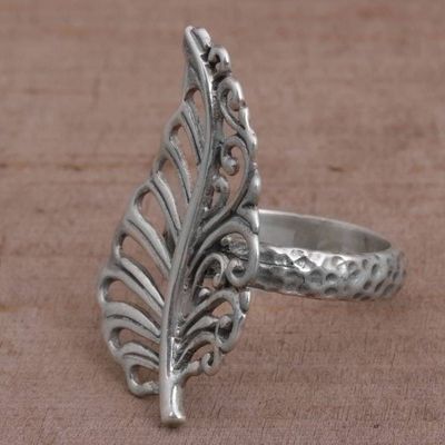 Alternate image for Leaf Shaped Sterling Silver Cocktail Ring from Indonesia Leafy Soul