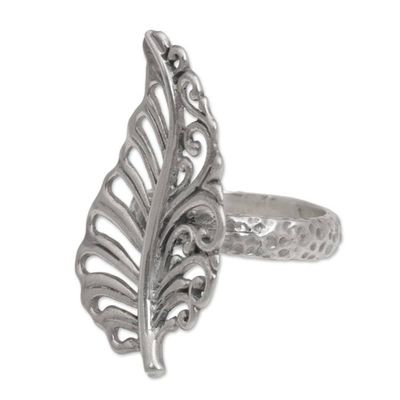 Alternate image for Leaf Shaped Sterling Silver Cocktail Ring from Indonesia Leafy Soul