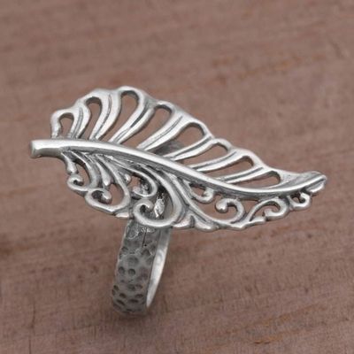 Alternate image for Leaf Shaped Sterling Silver Cocktail Ring from Indonesia Leafy Soul