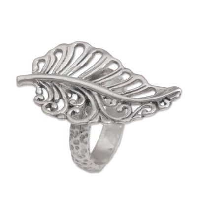 Alternate image for Leaf Shaped Sterling Silver Cocktail Ring from Indonesia Leafy Soul