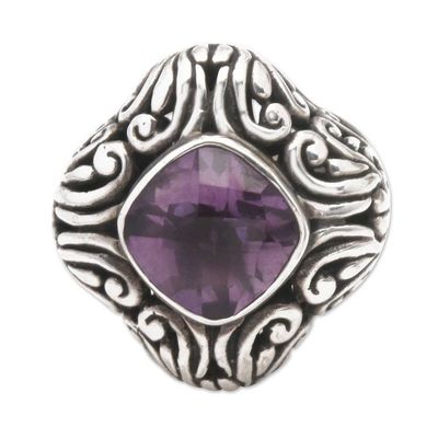 Alternate image for Amethyst and Sterling Silver Cocktail ring from Indonesia Purple Glitz