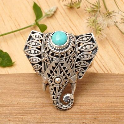 Alternate image for Magnesite Elephant Cocktail Ring from Bali Elephant Wisdom