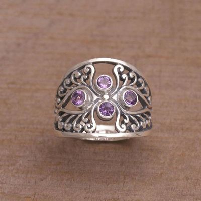 Alternate image for Amethyst and Sterling Silver Cocktail Ring from Bali Vine Queen