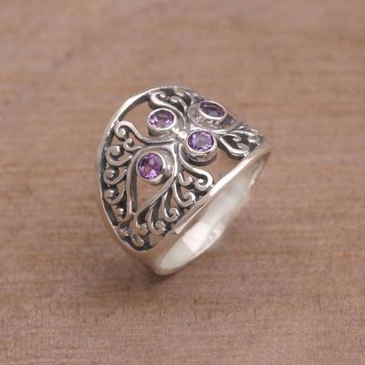 Alternate image for Amethyst and Sterling Silver Cocktail Ring from Bali Vine Queen