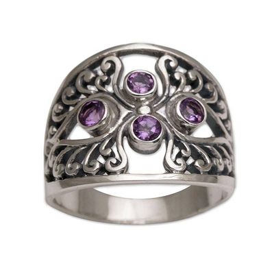 Alternate image for Amethyst and Sterling Silver Cocktail Ring from Bali Vine Queen