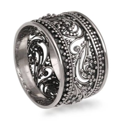 Alternate image for Sterling Silver Openwork Band Ring from Bali Merajan Majesty