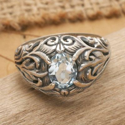 Main image for Blue Topaz and Sterling Silver Cocktail Ring from Bali Bali Hillside
