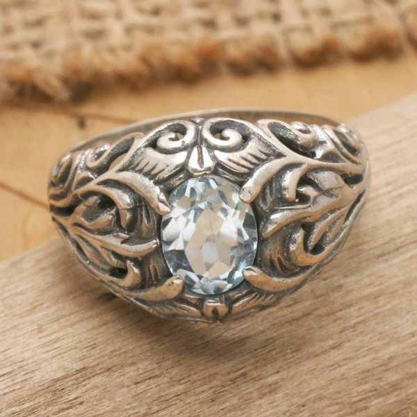 Alternate image for Blue Topaz and Sterling Silver Cocktail Ring from Bali Bali Hillside