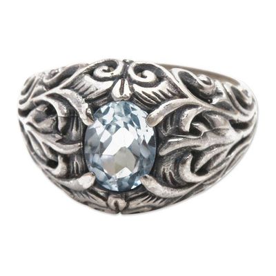 Alternate image for Blue Topaz and Sterling Silver Cocktail Ring from Bali Bali Hillside