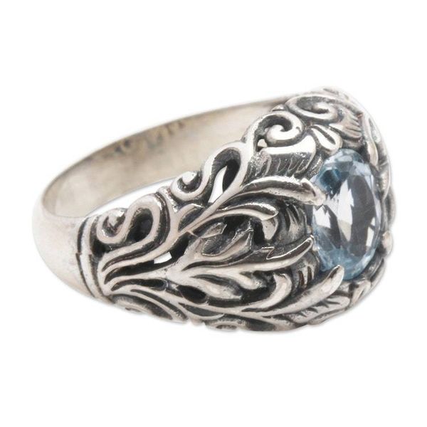 Alternate image for Blue Topaz and Sterling Silver Cocktail Ring from Bali Bali Hillside