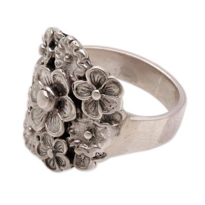 Alternate image for Sterling Silver Floral Cocktail Ring by Balinese Artisans Parade of Jepun