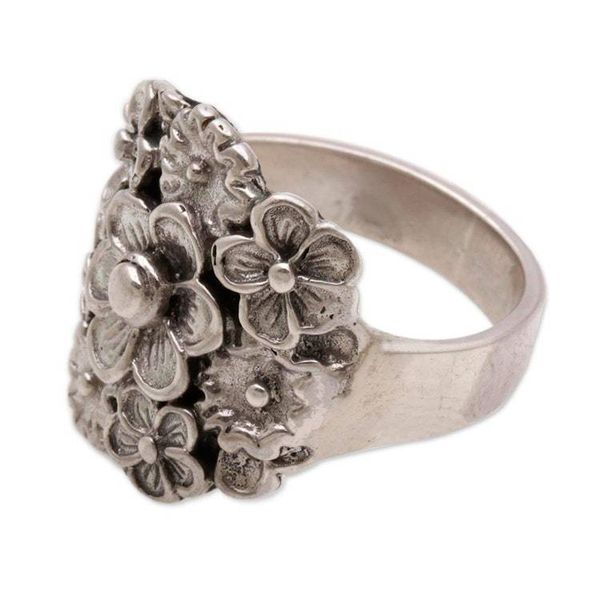 Alternate image for Sterling Silver Floral Cocktail Ring by Balinese Artisans Parade of Jepun