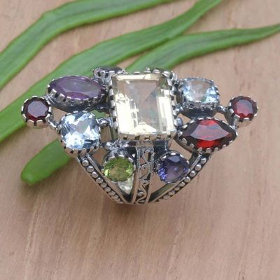 Alternate image for Citrine and Amethyst Cocktail Ring from Bali All-Night Party
