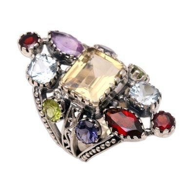 Alternate image for Citrine and Amethyst Cocktail Ring from Bali All-Night Party