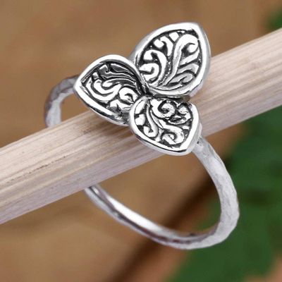 Primary image for Sterling Silver Cocktail Ring with Lily Motif Mariposa Lily