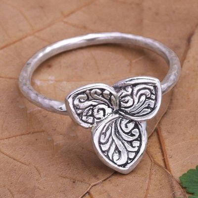 Alternate image for Sterling Silver Cocktail Ring with Lily Motif Mariposa Lily