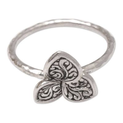 Alternate image for Sterling Silver Cocktail Ring with Lily Motif Mariposa Lily
