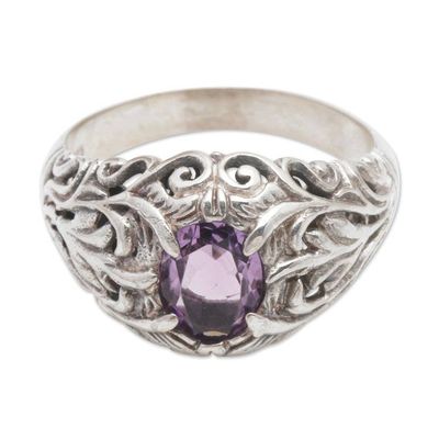 Alternate image for Amethyst and 925 Sterling Silver Cocktail Ring from Bali Bali Hillside