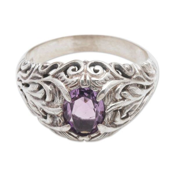 Alternate image for Amethyst and 925 Sterling Silver Cocktail Ring from Bali Bali Hillside