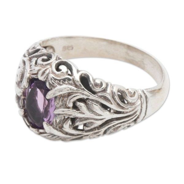 Alternate image for Amethyst and 925 Sterling Silver Cocktail Ring from Bali Bali Hillside