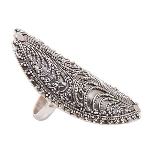 Alternate image for Leaf-Inspired Sterling Silver Cocktail Ring from Bali Leaf Glam