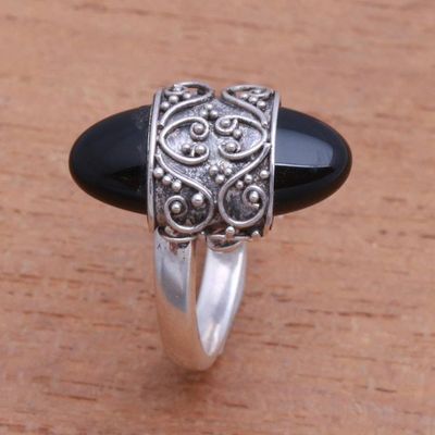 Alternate image for Combination-Finish Black Onyx Cocktail Ring from Bali Beautiful Embrace