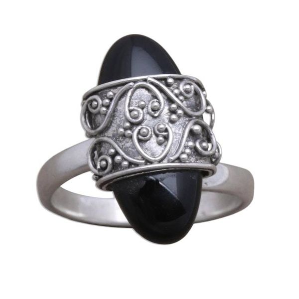 Alternate image for Combination-Finish Black Onyx Cocktail Ring from Bali Beautiful Embrace