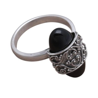 Alternate image for Combination-Finish Black Onyx Cocktail Ring from Bali Beautiful Embrace