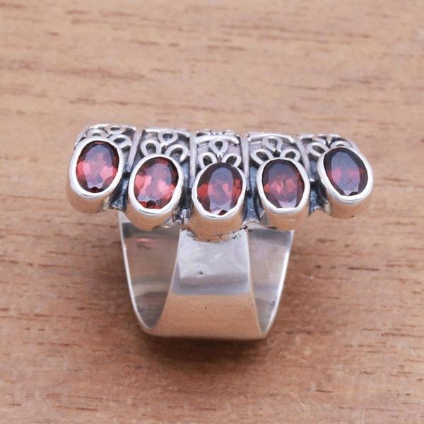 Alternate image for Oval Garnet Multi-Stone Cocktail Ring from Bali Glimmering Constellation