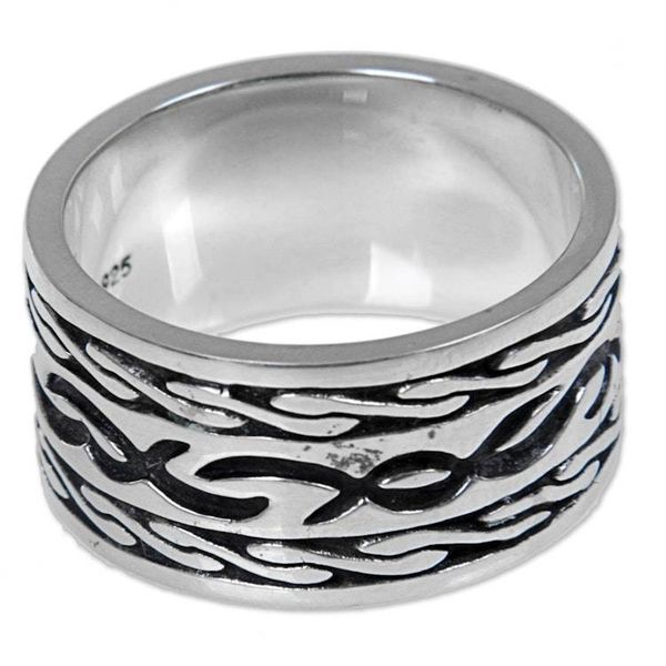 Alternate image for Hand Made Sterling Silver Band Ring from Indonesia Kuta Wave