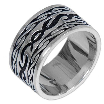 Alternate image for Hand Made Sterling Silver Band Ring from Indonesia Kuta Wave