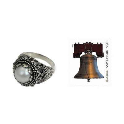 Alternate image for Floral Pearl Ring Moon Flowers