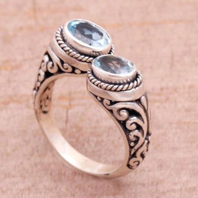 Alternate image for Blue Topaz Wrap Ring Crafted in Sterling Silver in Bali Dreamy Gaze