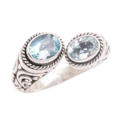 Alternate image for Blue Topaz Wrap Ring Crafted in Sterling Silver in Bali Dreamy Gaze